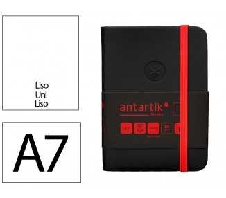 Cuaderno con gomilla antartik notes tapa dura a7 hojas lisas negro y rojo 80 hojas 80 gr fsc