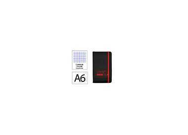 Cuaderno con gomilla antartik notes tapa dura a6 hojas cuadricula negro y rojo 100 hojas 80 gr fsc