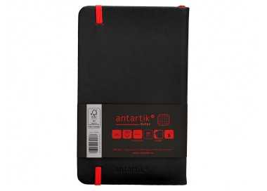 Cuaderno con gomilla antartik notes tapa dura a6 hojas cuadricula negro y rojo 100 hojas 80 gr fsc