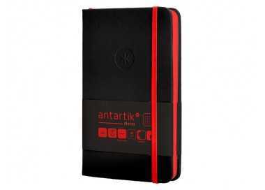 Cuaderno con gomilla antartik notes tapa dura a6 hojas cuadricula negro y rojo 100 hojas 80 gr fsc