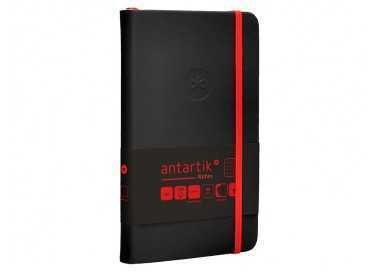 Cuaderno con gomilla antartik notes tapa dura a6 hojas cuadricula negro y rojo 100 hojas 80 gr fsc