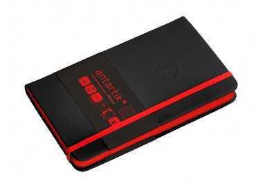Cuaderno con gomilla antartik notes tapa dura a6 hojas cuadricula negro y rojo 100 hojas 80 gr fsc