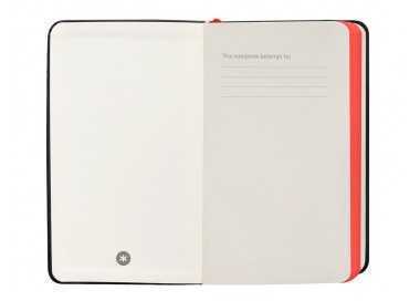 Cuaderno con gomilla antartik notes tapa dura a6 hojas cuadricula negro y rojo 100 hojas 80 gr fsc