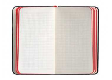 Cuaderno con gomilla antartik notes tapa dura a6 hojas cuadricula negro y rojo 100 hojas 80 gr fsc