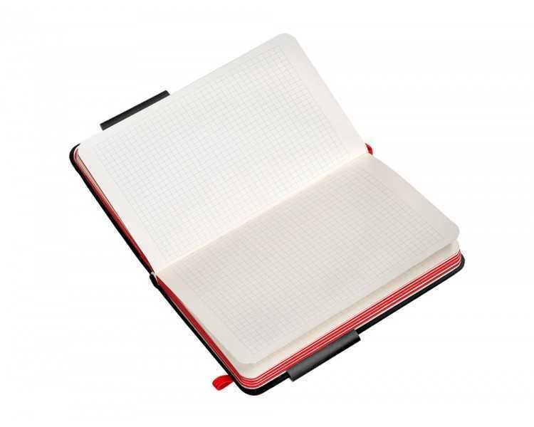 Cuaderno con gomilla antartik notes tapa dura a6 hojas cuadricula negro y rojo 100 hojas 80 gr fsc