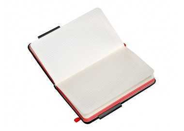 Cuaderno con gomilla antartik notes tapa dura a6 hojas cuadricula negro y rojo 100 hojas 80 gr fsc