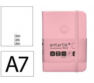 Cuaderno con gomilla antartik notes tapa dura a7 hojas lisas rosa pastel 80 hojas 80 gr fsc