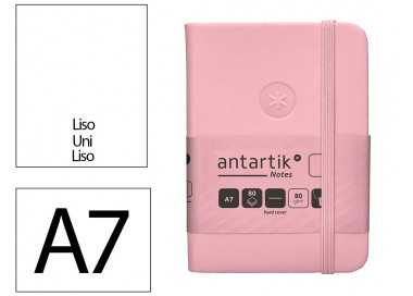 Cuaderno con gomilla antartik notes tapa dura a7 hojas lisas rosa pastel 80 hojas 80 gr fsc