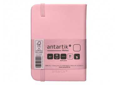 Cuaderno con gomilla antartik notes tapa dura a7 hojas lisas rosa pastel 80 hojas 80 gr fsc