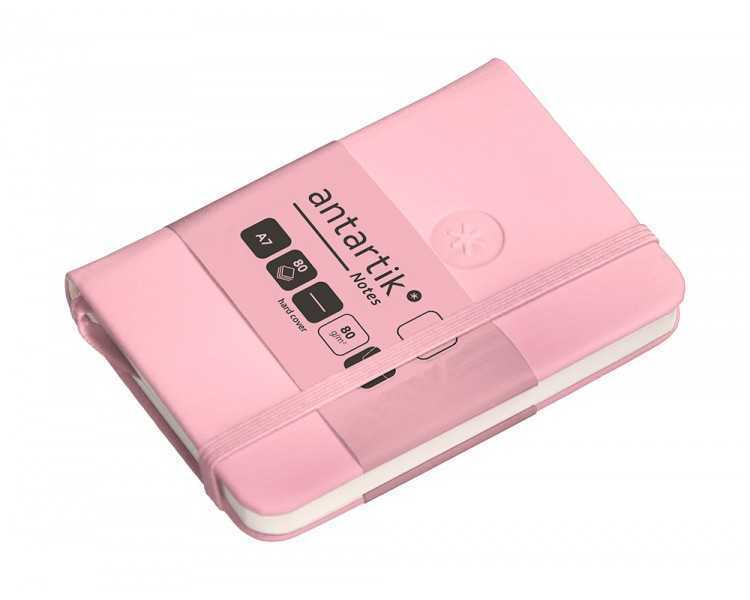 Cuaderno con gomilla antartik notes tapa dura a7 hojas lisas rosa pastel 80 hojas 80 gr fsc
