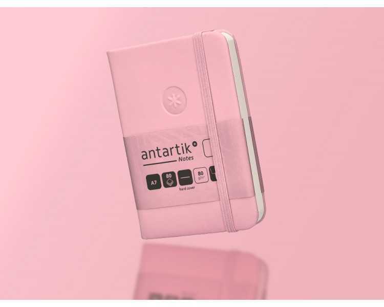 Cuaderno con gomilla antartik notes tapa dura a7 hojas lisas rosa pastel 80 hojas 80 gr fsc