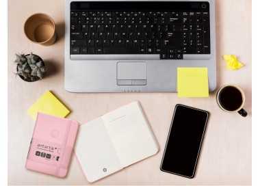 Cuaderno con gomilla antartik notes tapa dura a7 hojas lisas rosa pastel 80 hojas 80 gr fsc