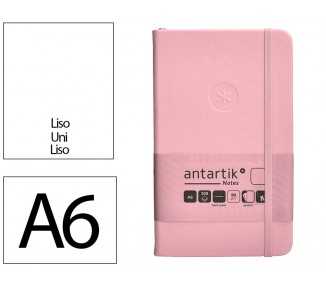 Cuaderno con gomilla antartik notes tapa dura a6 hojas lisas rosa pastel 100 hojas 80 gr fsc