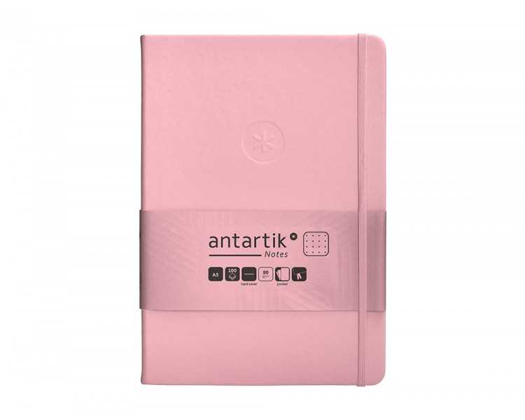 Cuaderno con gomilla antartik notes tapa dura a5 hojas puntos rosa pastel 100 hojas 80 gr fsc