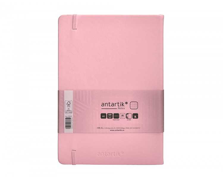 Cuaderno con gomilla antartik notes tapa dura a5 hojas puntos rosa pastel 100 hojas 80 gr fsc