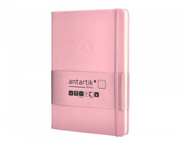Cuaderno con gomilla antartik notes tapa dura a5 hojas puntos rosa pastel 100 hojas 80 gr fsc