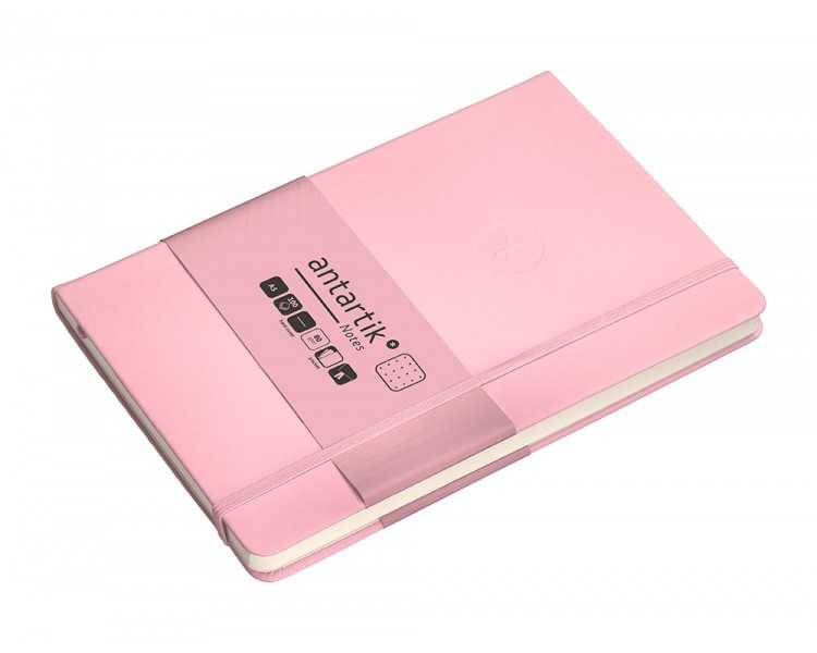 Cuaderno con gomilla antartik notes tapa dura a5 hojas puntos rosa pastel 100 hojas 80 gr fsc