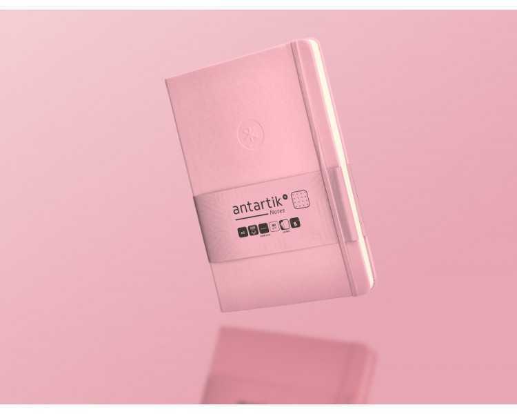 Cuaderno con gomilla antartik notes tapa dura a5 hojas puntos rosa pastel 100 hojas 80 gr fsc