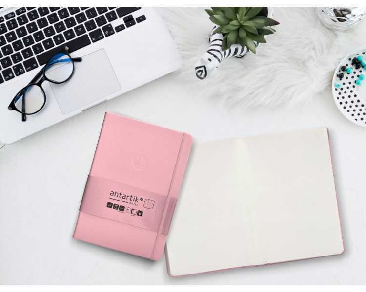 Cuaderno con gomilla antartik notes tapa dura a5 hojas puntos rosa pastel 100 hojas 80 gr fsc