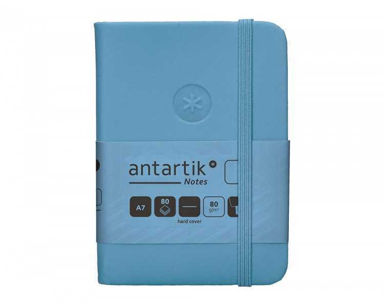 Cuaderno con gomilla antartik notes tapa dura a7 hojas lisas azul claro 80 hojas 80 gr fsc