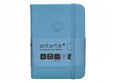 Cuaderno con gomilla antartik notes tapa dura a7 hojas lisas azul claro 80 hojas 80 gr fsc