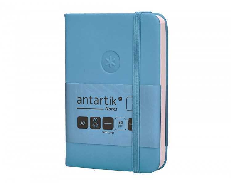 Cuaderno con gomilla antartik notes tapa dura a7 hojas lisas azul claro 80 hojas 80 gr fsc