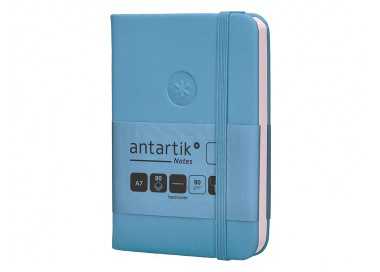 Cuaderno con gomilla antartik notes tapa dura a7 hojas lisas azul claro 80 hojas 80 gr fsc