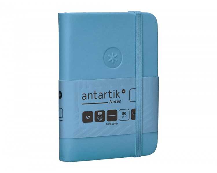 Cuaderno con gomilla antartik notes tapa dura a7 hojas lisas azul claro 80 hojas 80 gr fsc
