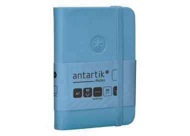 Cuaderno con gomilla antartik notes tapa dura a7 hojas lisas azul claro 80 hojas 80 gr fsc