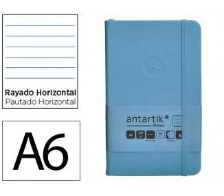 Cuaderno con gomilla antartik notes tapa dura a6 hojas rayas azul claro 100 hojas 80 gr fsc