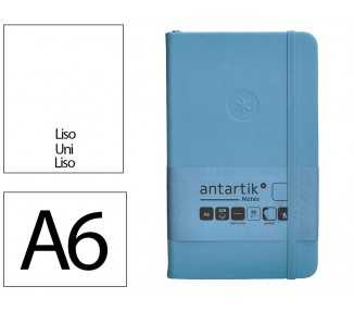 Cuaderno con gomilla antartik notes tapa dura a6 hojas lisas azul claro 100 hojas 80 gr fsc