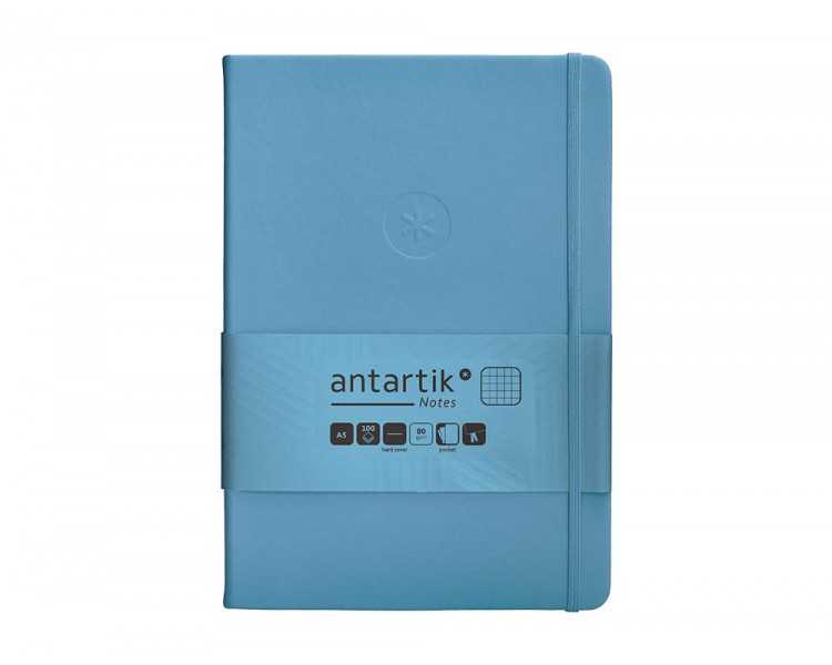 Cuaderno con gomilla antartik notes tapa dura a5 hojas cuadricula azul claro 100 hojas 80 gr fsc