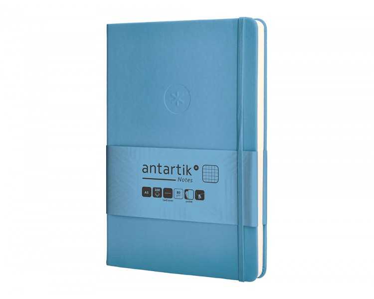 Cuaderno con gomilla antartik notes tapa dura a5 hojas cuadricula azul claro 100 hojas 80 gr fsc
