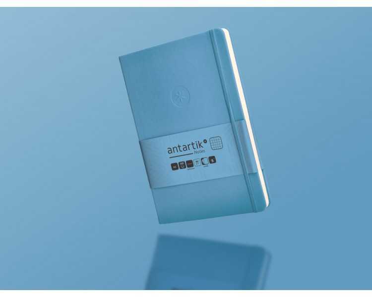Cuaderno con gomilla antartik notes tapa dura a5 hojas cuadricula azul claro 100 hojas 80 gr fsc