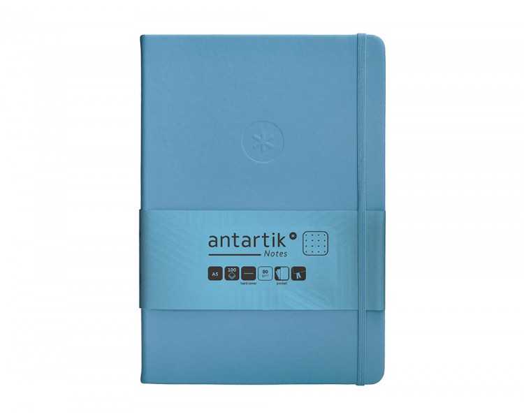 Cuaderno con gomilla antartik notes tapa dura a5 hojas puntos azul claro 100 hojas 80 gr fsc