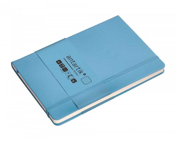 Cuaderno con gomilla antartik notes tapa dura a5 hojas puntos azul claro 100 hojas 80 gr fsc