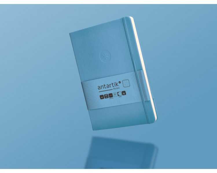 Cuaderno con gomilla antartik notes tapa dura a5 hojas puntos azul claro 100 hojas 80 gr fsc