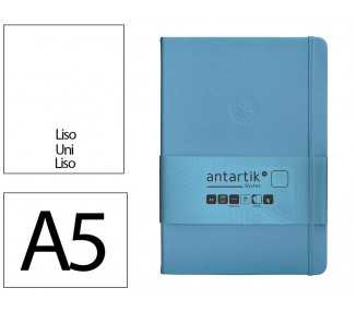 Cuaderno con gomilla antartik notes tapa dura a5 hojas lisas azul claro 100 hojas 80 gr fsc
