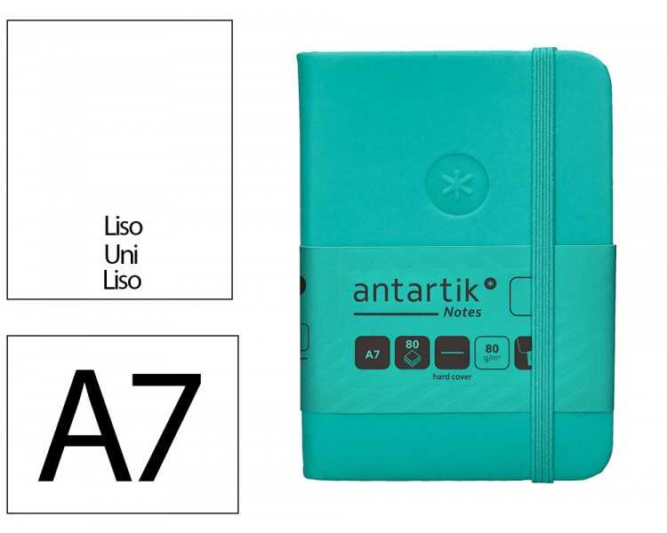 Cuaderno con gomilla antartik notes tapa dura a7 hojas lisas turquesa 80 hojas 80 gr fsc