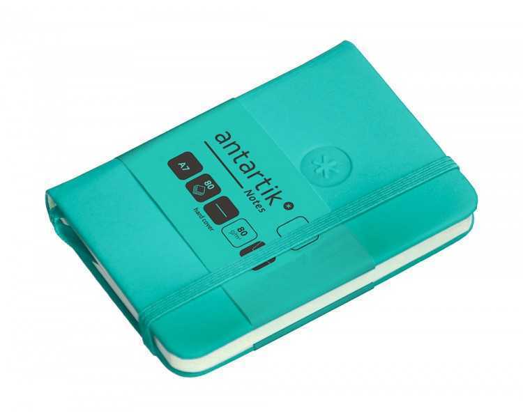 Cuaderno con gomilla antartik notes tapa dura a7 hojas lisas turquesa 80 hojas 80 gr fsc