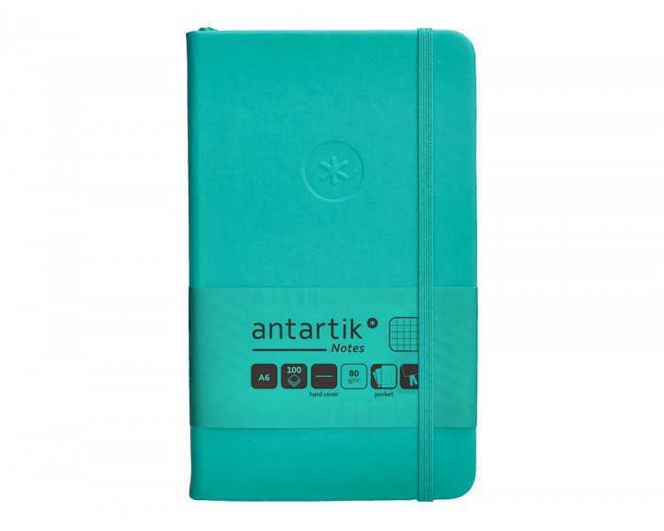 Cuaderno con gomilla antartik notes tapa dura a6 hojas cuadricula turquesa 100 hojas 80 gr fsc