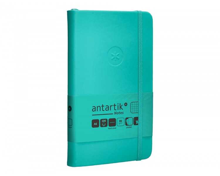 Cuaderno con gomilla antartik notes tapa dura a6 hojas cuadricula turquesa 100 hojas 80 gr fsc
