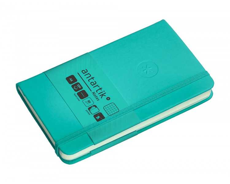 Cuaderno con gomilla antartik notes tapa dura a6 hojas cuadricula turquesa 100 hojas 80 gr fsc