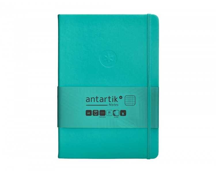 Cuaderno con gomilla antartik notes tapa dura a5 hojas cuadricula turquesa 100 hojas 80 gr fsc