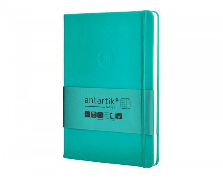 Cuaderno con gomilla antartik notes tapa dura a5 hojas cuadricula turquesa 100 hojas 80 gr fsc