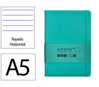 Cuaderno con gomilla antartik notes tapa dura a5 hojas rayas turquesa 100 hojas 80 gr fsc