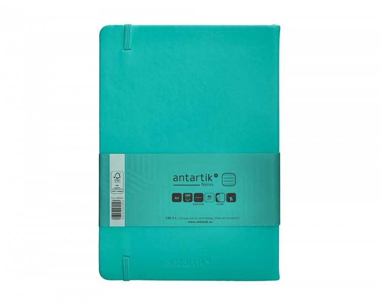 Cuaderno con gomilla antartik notes tapa dura a5 hojas rayas turquesa 100 hojas 80 gr fsc
