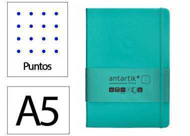 Cuaderno con gomilla antartik notes tapa dura a5 hojas puntos turquesa 100 hojas 80 gr fsc
