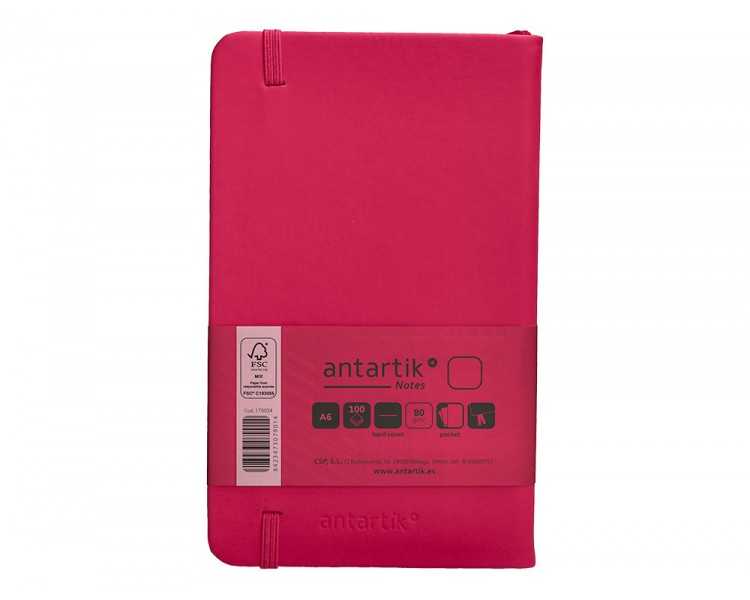 Cuaderno con gomilla antartik notes tapa dura a6 hojas lisas burdeos 100 hojas 80 gr fsc