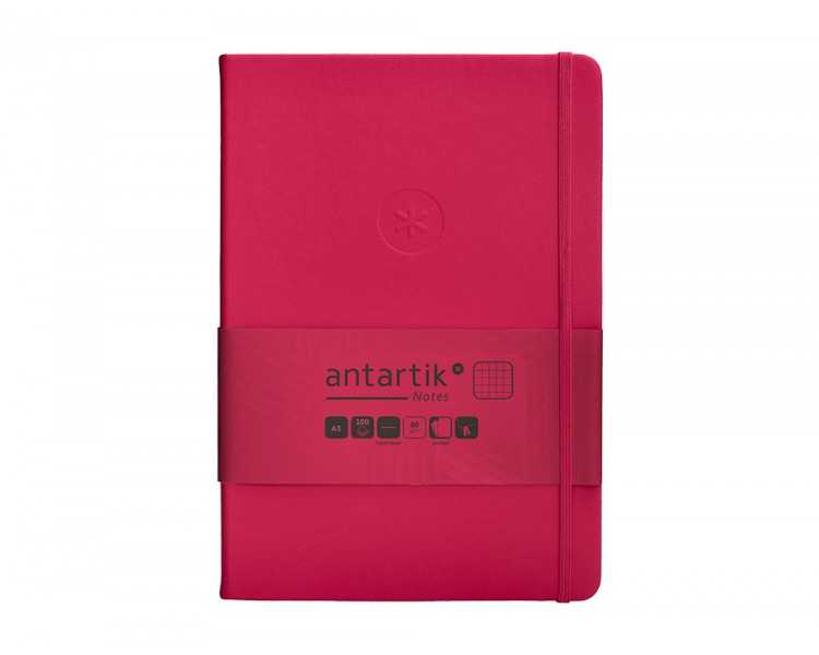 Cuaderno con gomilla antartik notes tapa dura a5 hojas cuadricula burdeos 100 hojas 80 gr fsc